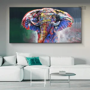 Tableau éléphant multicolore moderne