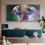 Tableau d'éléphant vibrant et artistique