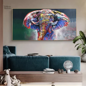 Tableau d'éléphant vibrant et artistique