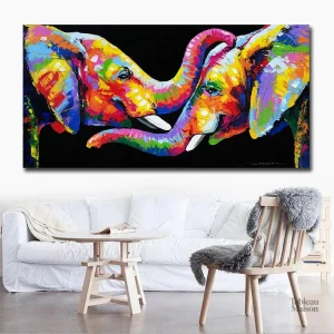 Œuvre pop art d'un éléphant stylisé