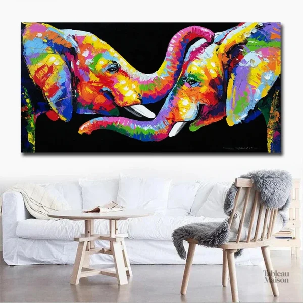 Œuvre pop art d'un éléphant stylisé