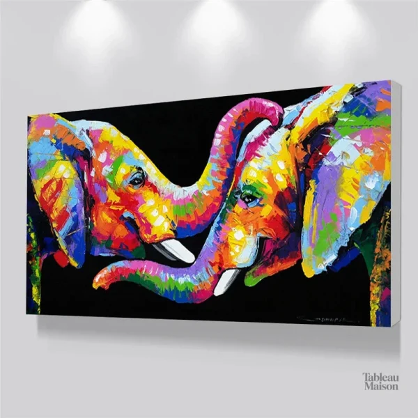 Tableau vibrant représentant un éléphant artistique