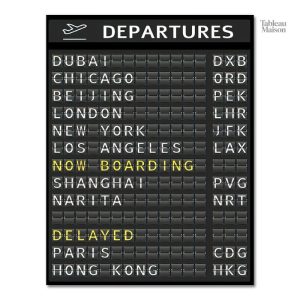 Tableau illustrant le processus d'embarquement à l'aéroport