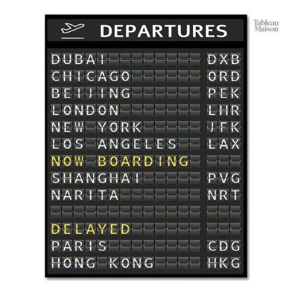 Tableau illustrant le processus d'embarquement à l'aéroport