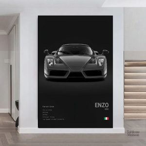 Tableau artistique représentant l'iconique Enzo Ferrari, style moderne