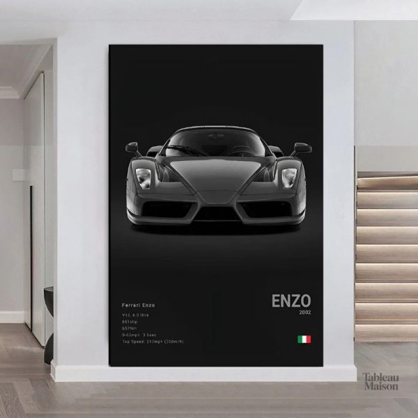 Tableau artistique représentant l'iconique Enzo Ferrari, style moderne
