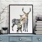 Tableau famille de cerf en décor mural