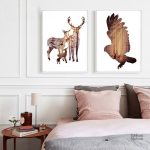 Tableau décoratif avec des cerfs dans un paysage naturel