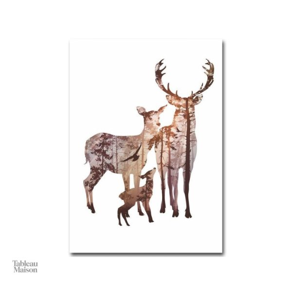 Illustration artistique de cerfs en harmonie familiale