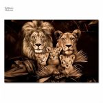 Tableau représentant des lions, art mural animalier