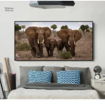 Tableau éléphant représentant une famille d'éléphants