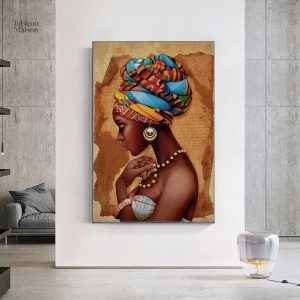 Tableau femme africaine coloré et artistique