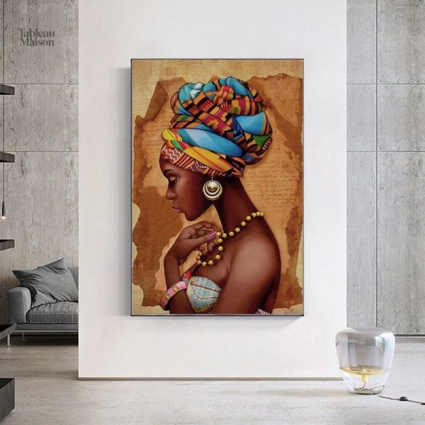 Tableau femme africaine coloré et artistique