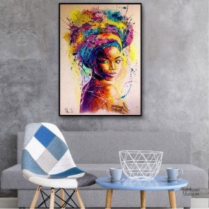 Tableau femme africaine aux couleurs vibrantes
