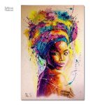 Tableau moderne d'une femme africaine en teintes variées