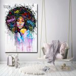 Tableau décoratif femme afro, idéal pour un intérieur contemporain