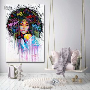 Tableau décoratif femme afro, idéal pour un intérieur contemporain