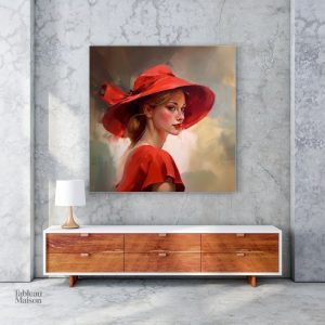 Tableau Femme Chapeau Rouge, œuvre artistique inspirante
