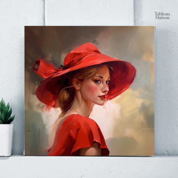 Portrait d'une femme élégante avec chapeau rouge