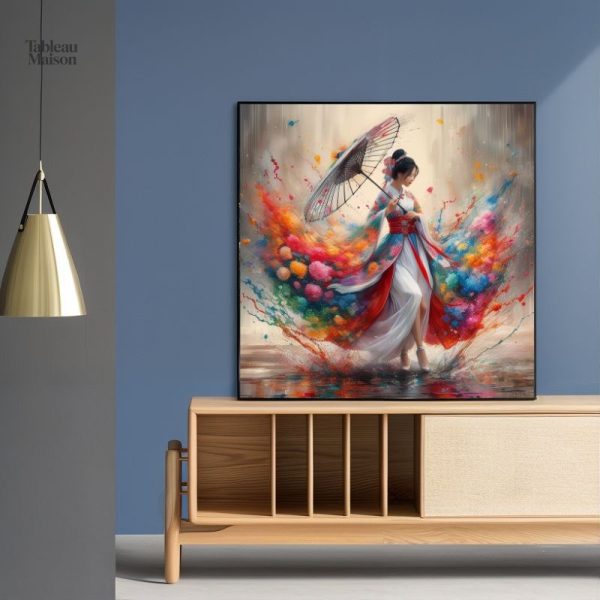 Tableau Femme Chinoise en Hanfu avec Ombrelle