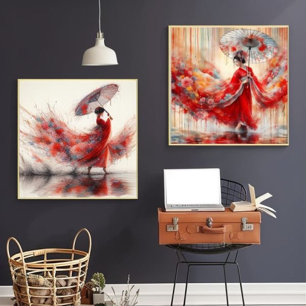 Art décoratif représentant une femme en Hanfu traditionnel