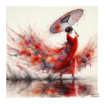 Tableau artistique d'une femme chinoise avec accessoire élégant