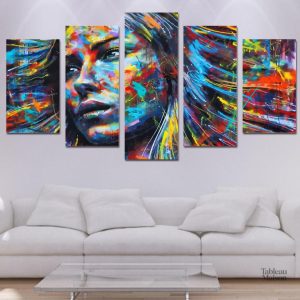 Tableau Femme colorée, œuvre artistique vibrante et moderne