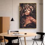 Détail d'un tableau représentant une femme et un coquillage