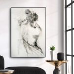 Art mural féminin en noir et blanc