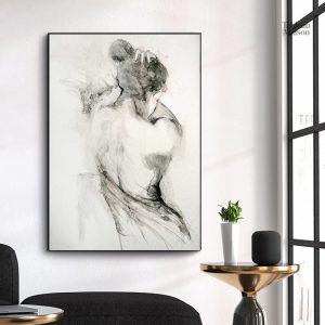 Art mural féminin en noir et blanc
