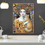 Oeuvre artistique représentant une femme et son chat