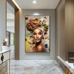 Tableau Femme aux Fleurs, œuvre artistique colorée