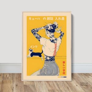 Tableau artistique d'une femme japonaise tatouée
