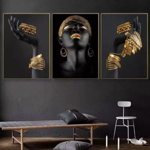 Tableau Femme Noire - œuvre d'art moderne et expressive