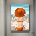 Art mural représentant une femme profitant de la plage