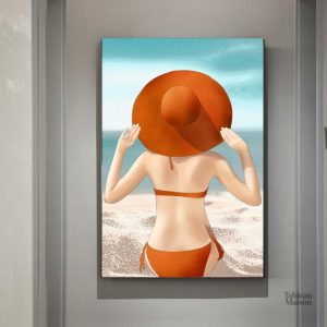 Art mural représentant une femme profitant de la plage
