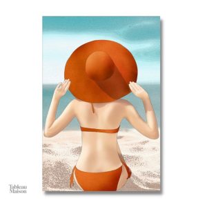 Œuvre artistique illustrant la beauté féminine au bord de la mer
