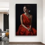Tableau Femme en Robe Rouge