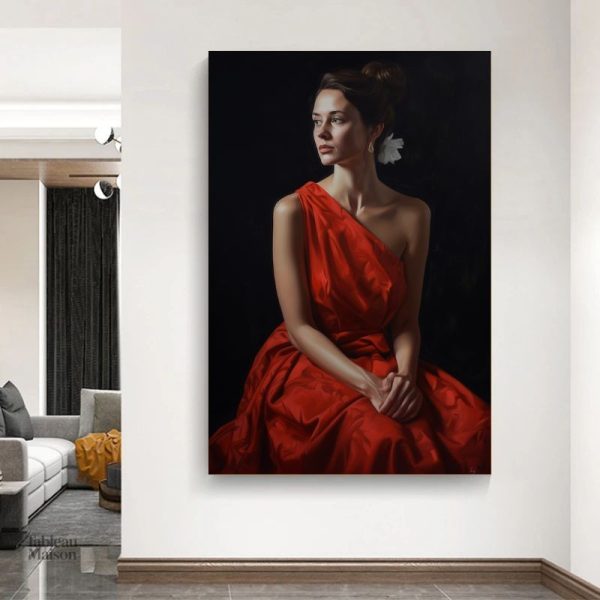 Tableau Femme en Robe Rouge