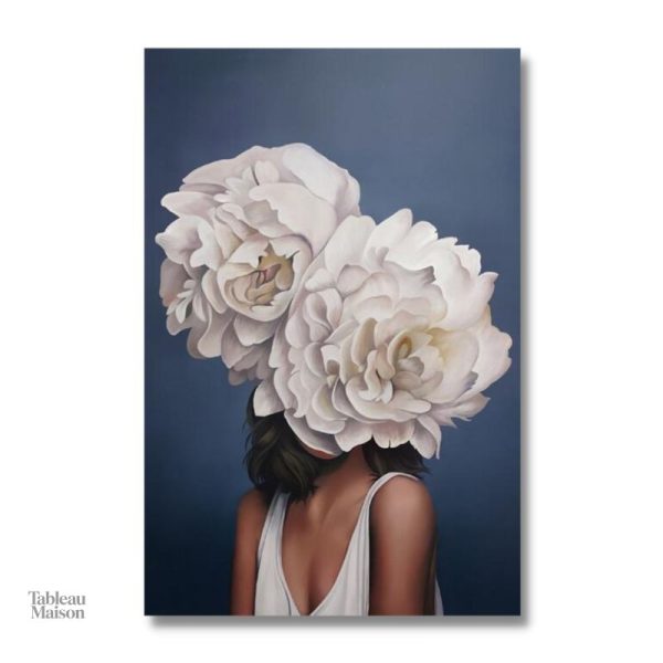 Peinture moderne femme entourée de fleurs