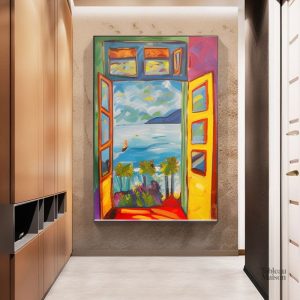Art mural de Collioure avec fenêtre ouverte