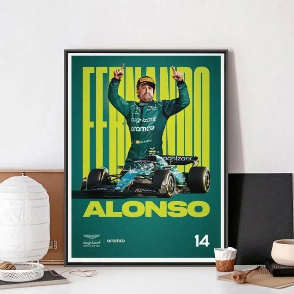 Art mural représentant Fernando Alonso en action
