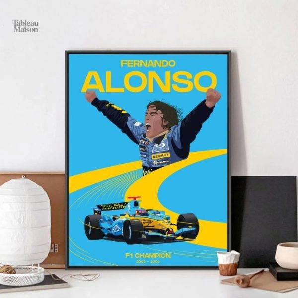 Tableau voiture mettant en avant Fernando Alonso