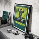 Illustration de Fernando Alonso sur un tableau automobile