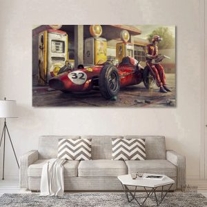 Art mural vintage représentant une Ferrari emblématique