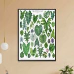 Art mural avec motifs de feuilles d'arbres stylisés