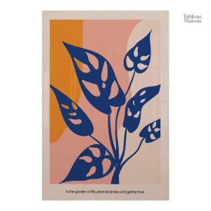 Tableau artistique représentant une fleur stylisée en bleu