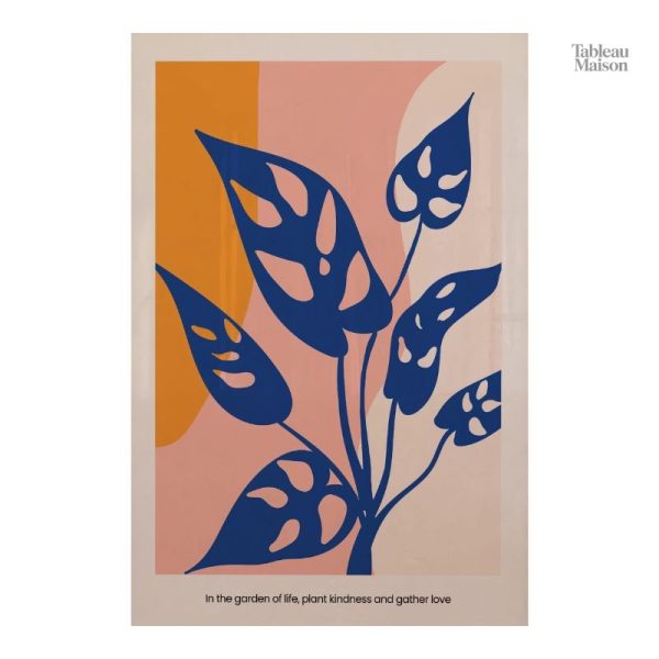 Tableau artistique représentant une fleur stylisée en bleu