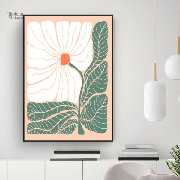 Tableau fleuri bohème minimaliste