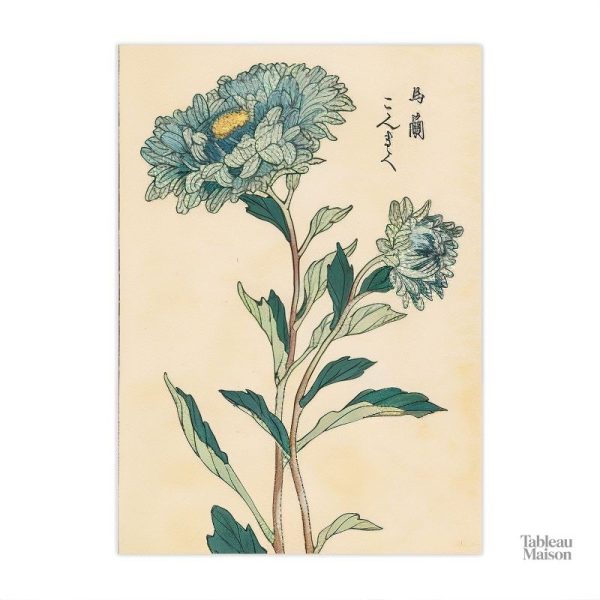 Art mural japonais représentant une fleur ancienne